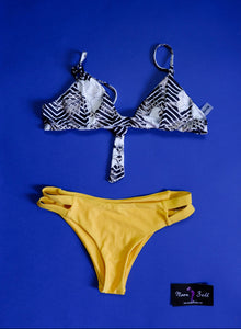 Yellow B&W Shein padded Bikini