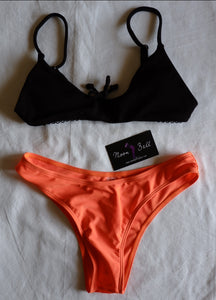 Orange 🍊 Black padded Bikini ( small Shein bikini )