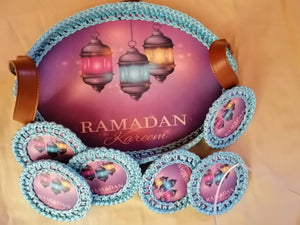 صينية رمضان كريم ، خشب و كروشيه