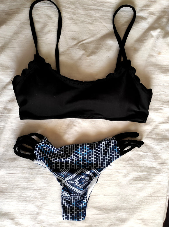 Black & Blue padded shein bikini