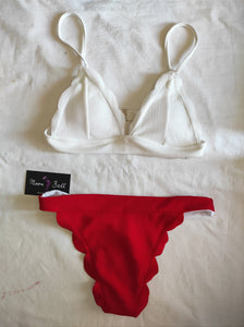 Red & white padded bikini
