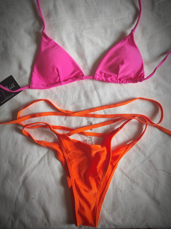 Pink orange padded swimsuit bikini Medium bikini
