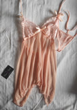 Peach babydoll with lace matching underwear